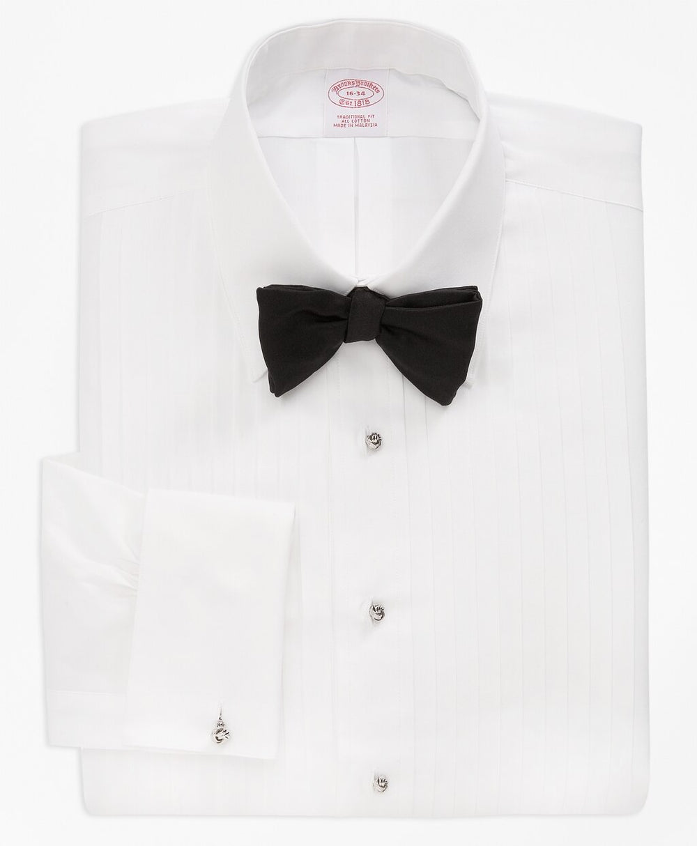 Brooks Brothers Men Traditional Fit Ten-Pleat Tennis Collar Tuxedo Shirt