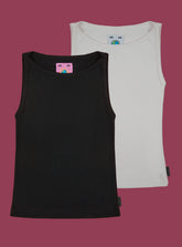 Wide Tank Two-Pack - Black/Vintage White | UNIF Clothing online shop