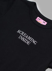 Screaming Inside Baby Tee - Vintage Black | UNIF Clothing on Sale