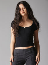 XAE Ribbed Crop Top - Black | UNIF Clothing online