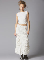 Sleeveless Top With Wide Neck & Ruffled Trim in - White | UNIF Clothing online