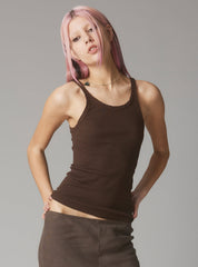 Staple Rib Tank Dark Brown - Dark Brown | UNIF Clothing discount