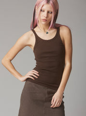 Staple Rib Tank Dark Brown - Dark Brown | UNIF Clothing discount