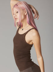 Staple Rib Tank Dark Brown - Dark Brown | UNIF Clothing discount