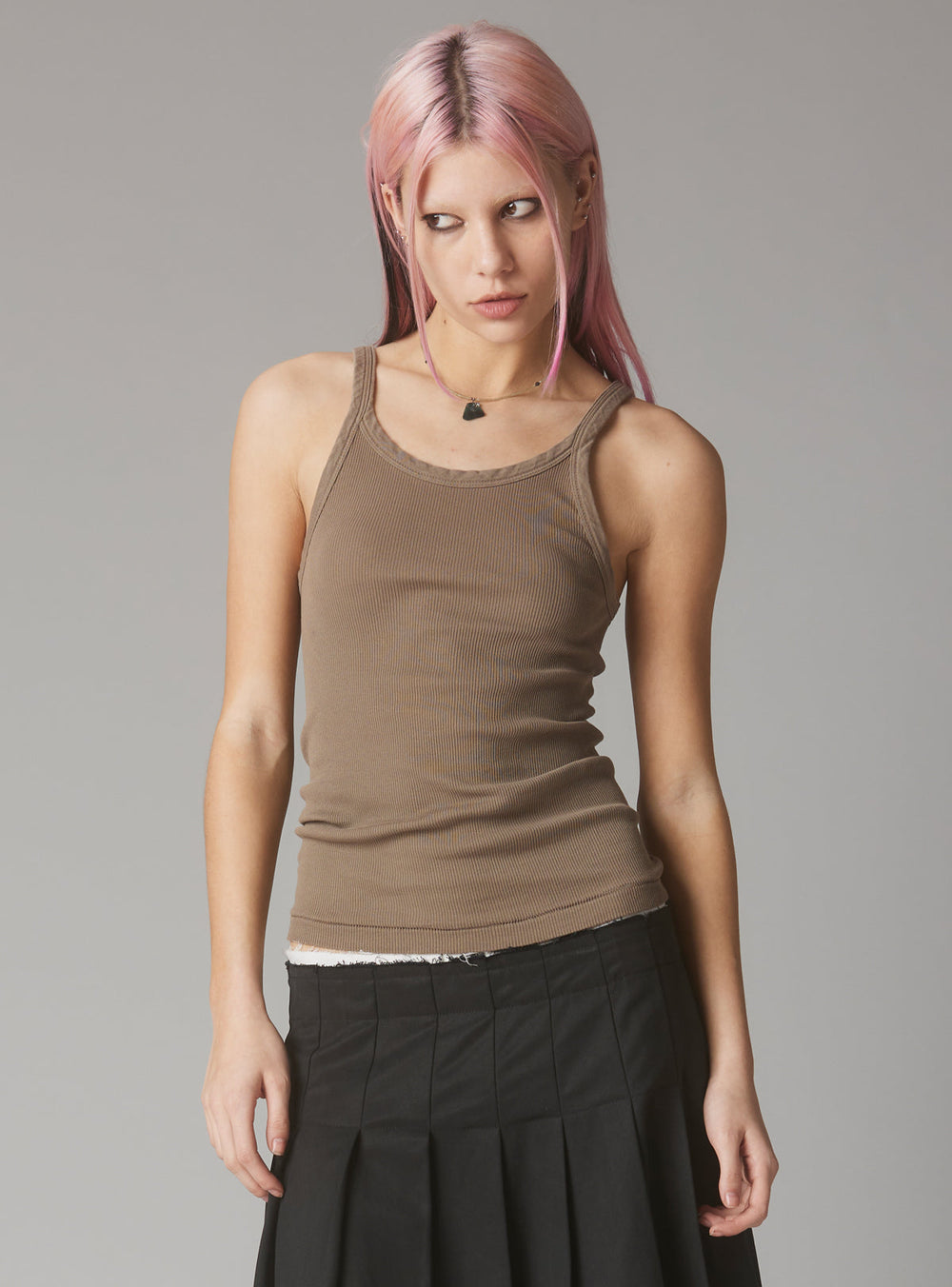 Staple Rib Tank Concrete - Concrete | UNIF Clothing outlet
