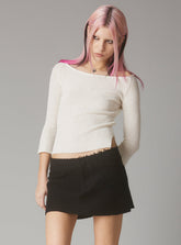Wool Mini Skirt With Raw Edges - Black | UNIF Clothing discount