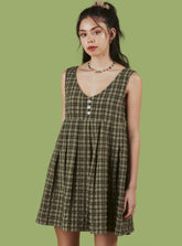 Mizuna Dress - Green Plaid | UNIF Clothing online