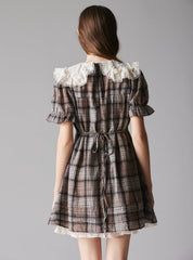Doux Dress - Brown Plaid / White | UNIF Clothing online