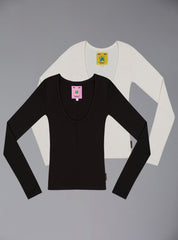 Scoop Long Sleeve 2-pack - Black/Off White | UNIF Clothing online