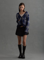 Ty Cardigan - Blue Plaid | UNIF Clothing online