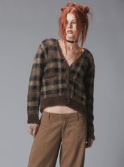 Ty Cardigan - Brown Plaid | UNIF Clothing near me