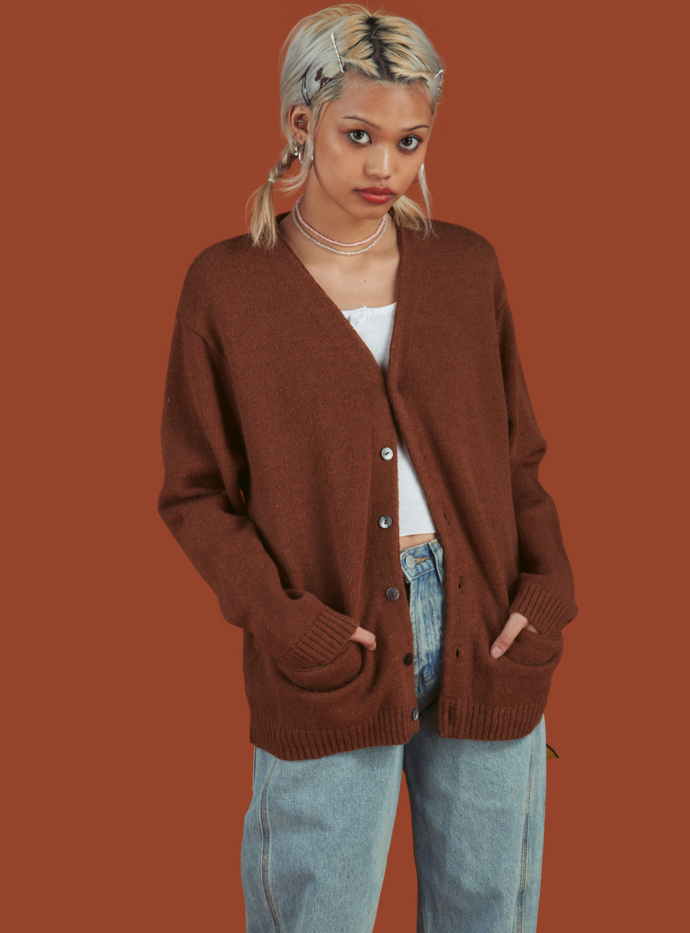 X Cardigan - Brown | UNIF Clothing outlet
