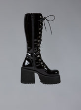 Knee High Leather Platform Boot - Black | UNIF Clothing Sale