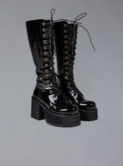 Knee High Leather Platform Boot - Black | UNIF Clothing Sale