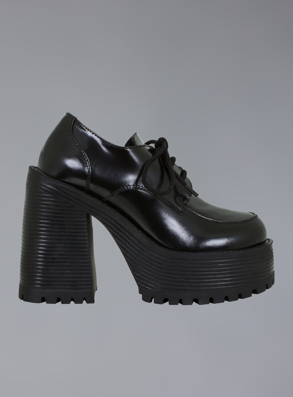 Stacked Platform Oxford Shoe - Shiny Black | UNIF Clothing discount