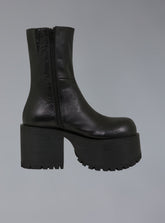 Stacked Platform Leather Boot With Heel - Matte Black | UNIF Clothing online