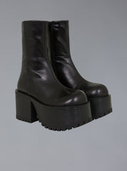 Stacked Platform Leather Boot With Heel - Matte Black | UNIF Clothing online