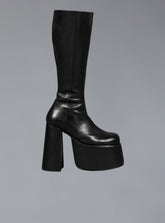 Stacked Leather Platform Boot With High Heel - Black | UNIF Clothing outlet