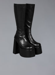 Stacked Leather Platform Boot With High Heel - Black | UNIF Clothing outlet