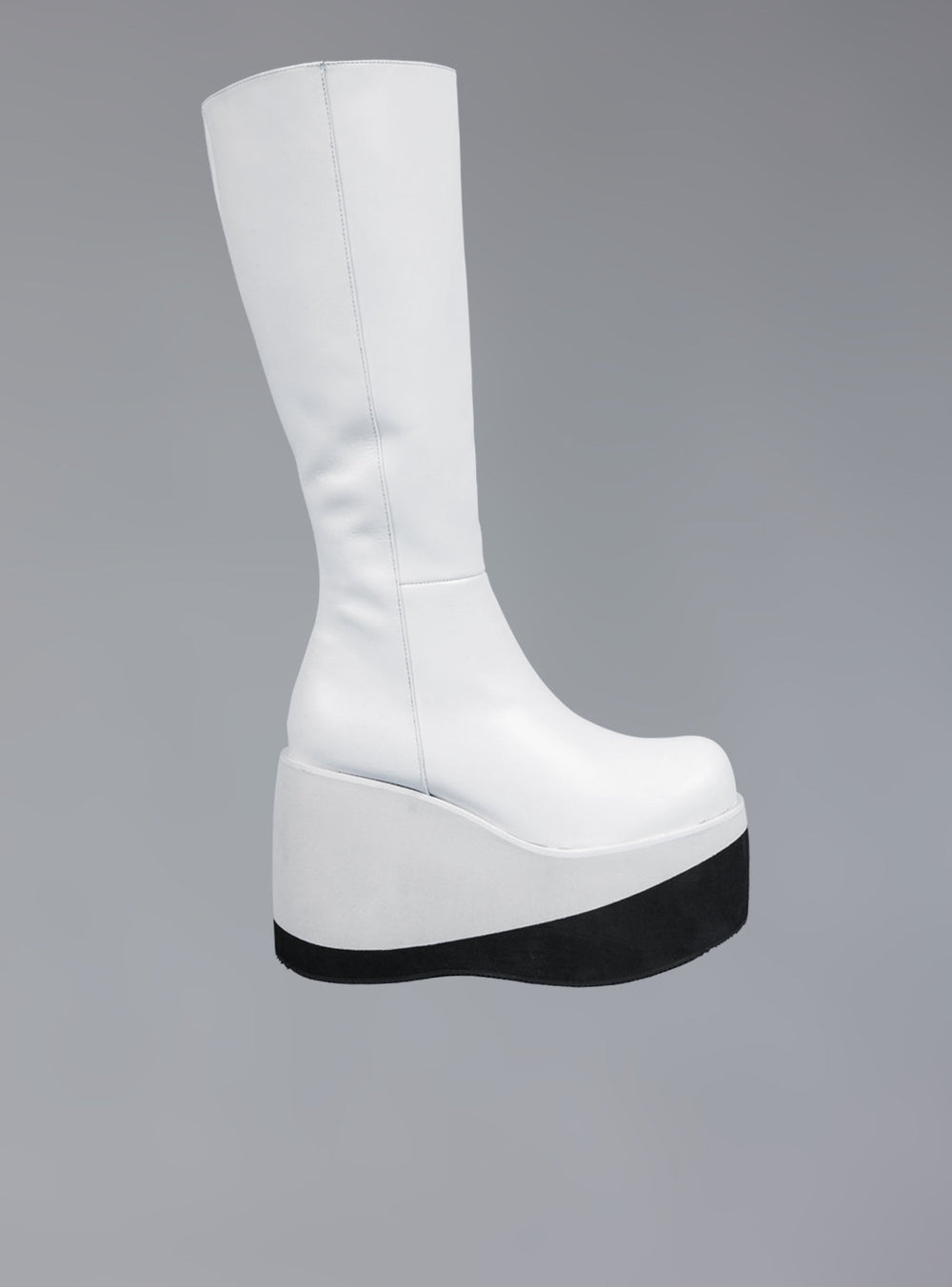 Stacked Leather Platform Knee High Boot - White | UNIF Clothing Sale