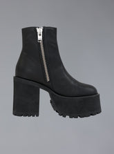 Platform Leather Ankle Boot With Heel - Black | UNIF Clothing online