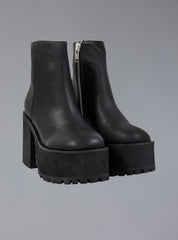 Platform Leather Ankle Boot With Heel - Black | UNIF Clothing online