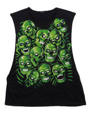 Vintage Liquid Blue Skulls Sleeveless Tee - Black | UNIF Clothing online shop