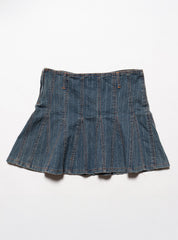 Vintage Starwear Y2K Denim Pinstriped Miniskirt - Blue | UNIF Clothing for Sale