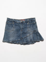 Vintage Vanilla Star Denim Pleated Mini Skirt - Blue | UNIF Clothing on Sale