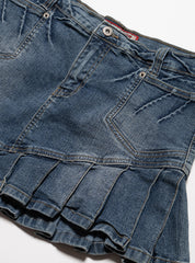 Vintage Vanilla Star Denim Pleated Mini Skirt - Blue | UNIF Clothing on Sale