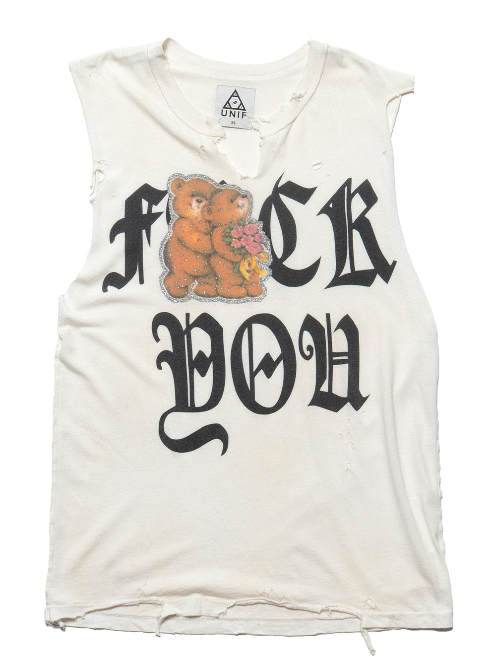 Vintage UNIF Fuck You Bears Sleeveless Tee - White | UNIF Clothing discount