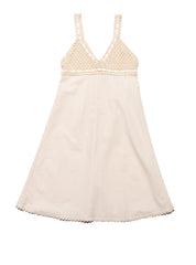 Vintage Cotton Bodice Crochet Ribbon Midi Dress - Beige | UNIF Clothing for Sale