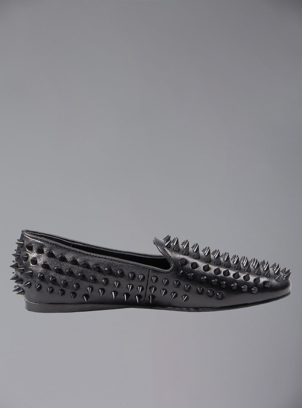 UNIF Hellraiser spiked slip on loafer in tonal on colorway. - Black/Black | UNIF Clothing online
