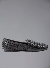 UNIF Hellraiser spiked slip on loafer in tonal on colorway. - Black/Black | UNIF Clothing online
