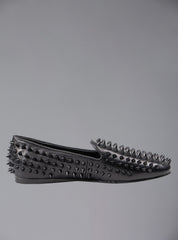 UNIF Hellraiser spiked slip on loafer in tonal on colorway. - Black/Black | UNIF Clothing online