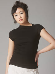 Rib Asymmetrical Cap Sleeve - Black | UNIF Clothing for Sale