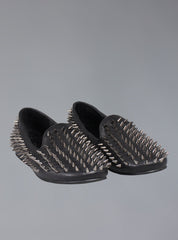 The UNIF Hellraiser spiked flats - Black/Silver | UNIF Clothing Sale