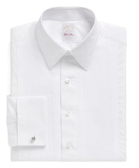 Brooks Brothers Men Golden Fleece® Madison Fit Swiss Pleat Tennis Collar French Cuff Tuxedo Shirt