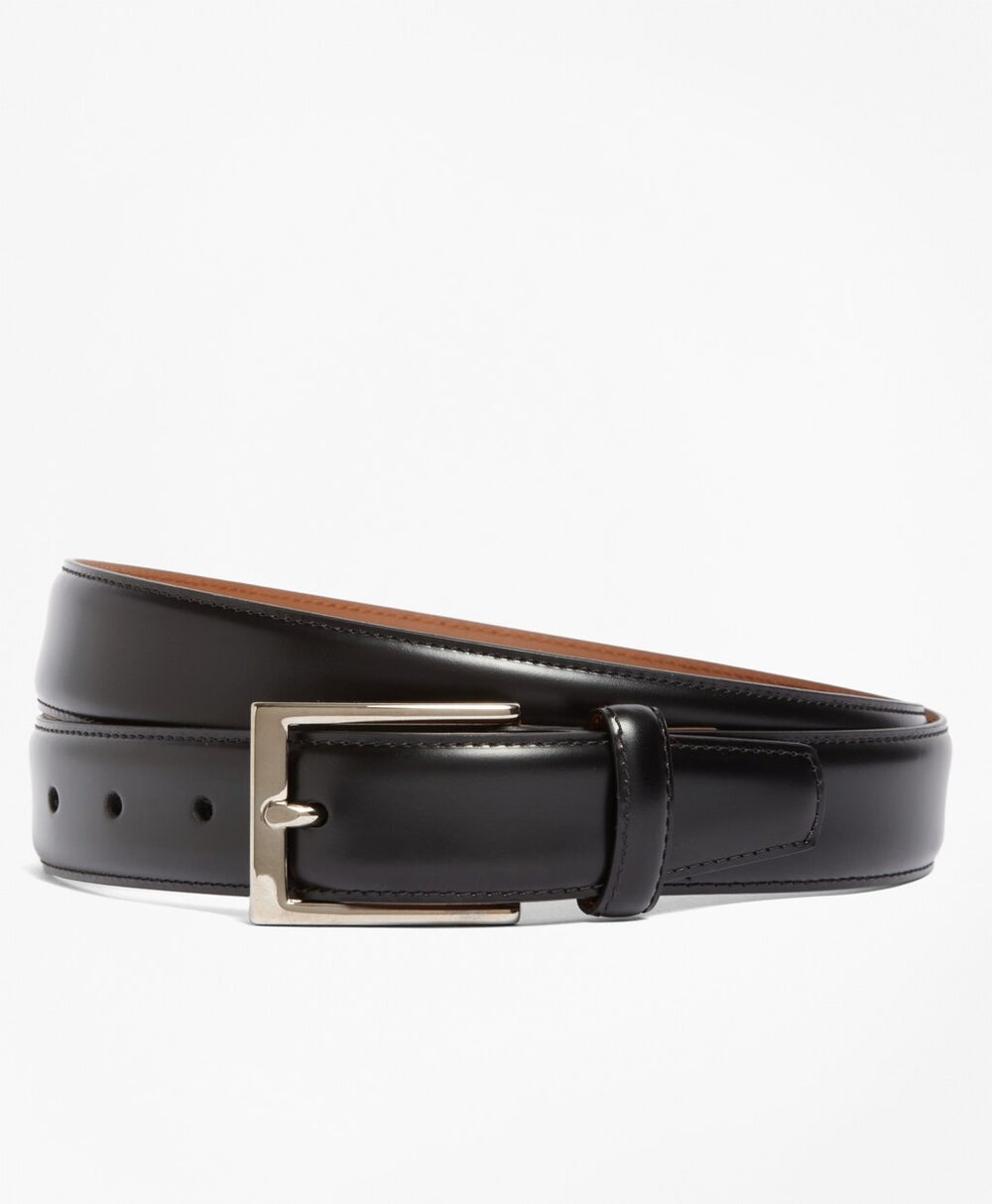 Brooks Brothers Men Silver Buckle Leather Dress Belt