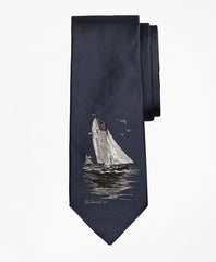 Brooks Brothers Men Limited Edition Archival Collection Sail Boat Motif Silk Tie