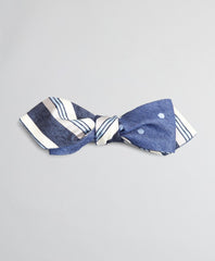 Brooks Brothers Men Textured Variegated Stripe and Dot Pointed End Bow Tie