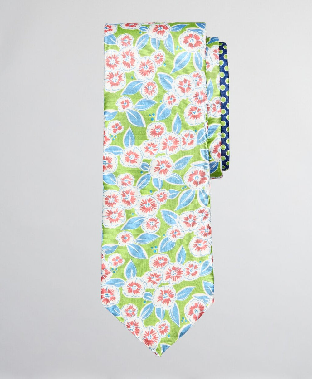 Brooks Brothers Men Floral with Dots Print Tie