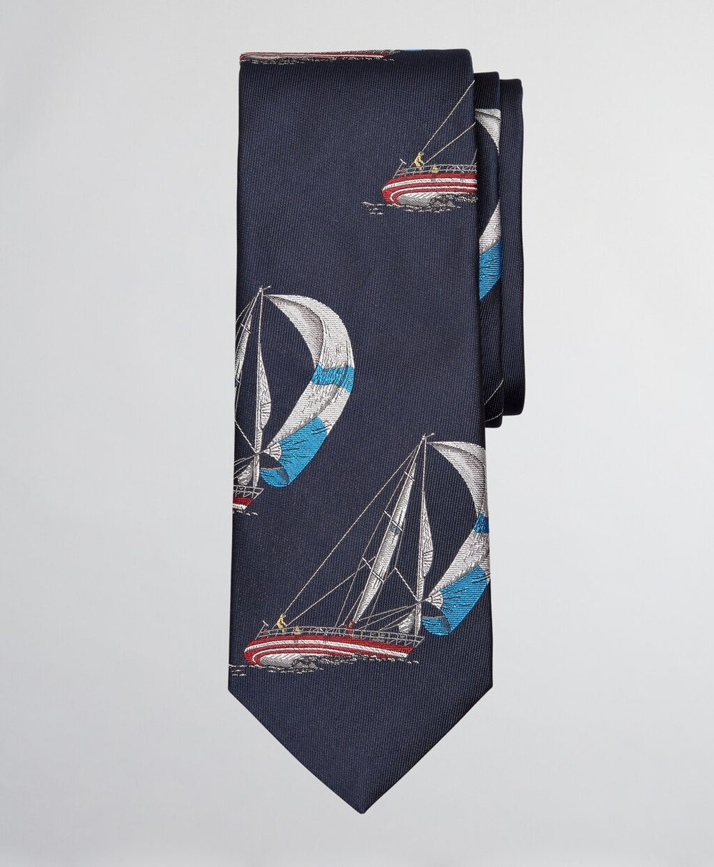 Brooks Brothers Men Limited Edition Archival Collection Sail Boat Silk Tie