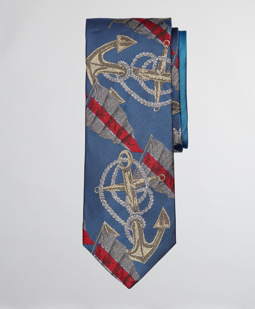 Brooks Brothers Men Limited Edition Archival Collection Anchor Motif Silk Tie