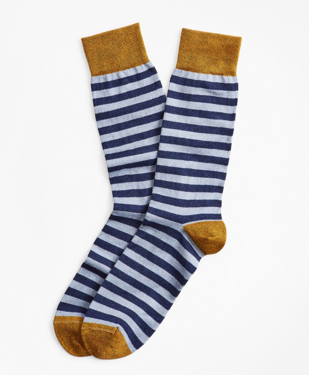 Brooks Brothers Men Heathered Stripe Crew Socks