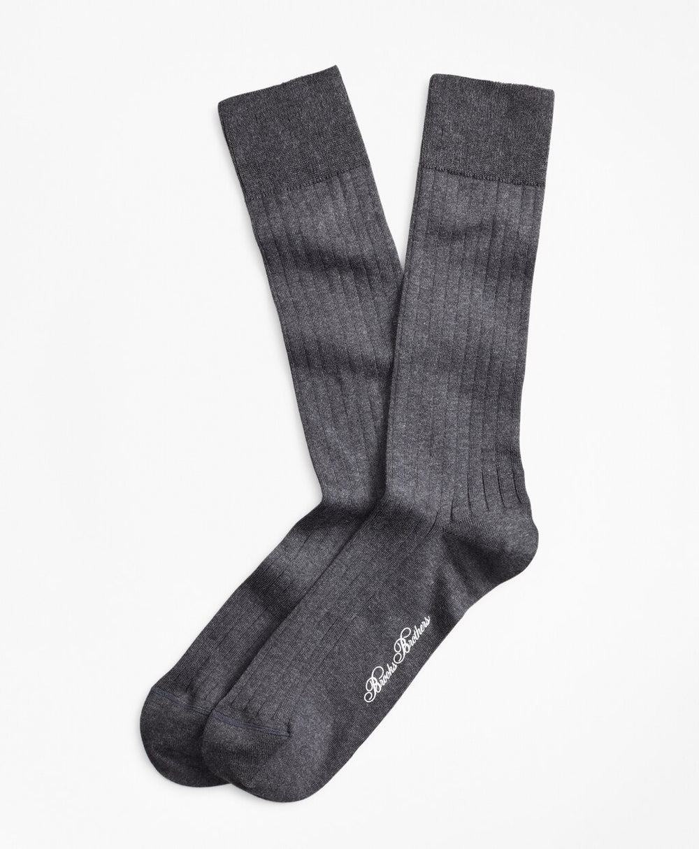Brooks Brothers Men Egyptian Cotton Ribbed Crew Socks