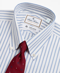 Brooks Brothers Men Luxury Collection Milano Slim-Fit Dress Shirt, Button-Down Collar Stripe
