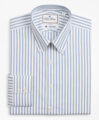 Brooks Brothers Men Luxury Collection Milano Slim-Fit Dress Shirt, Button-Down Collar Stripe