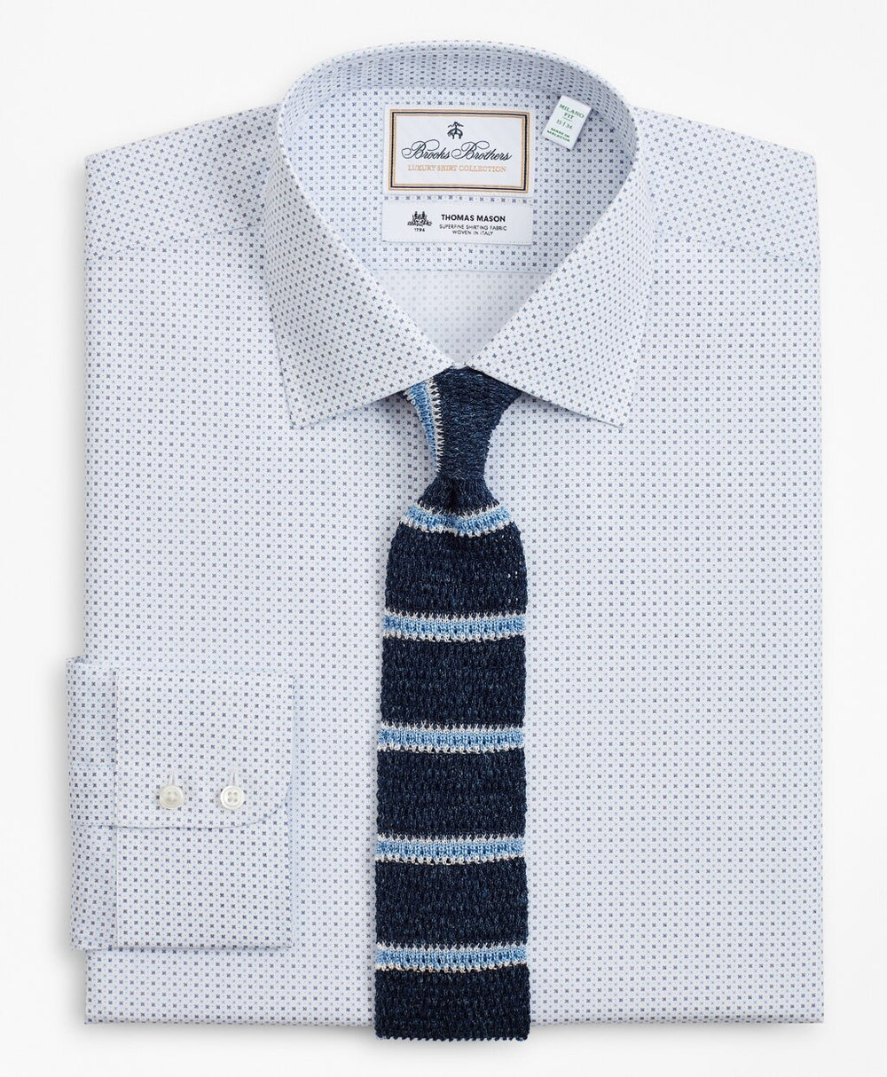Brooks Brothers Men Luxury Collection Milano Slim-Fit Dress Shirt, Franklin Spread Collar Geo Print