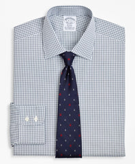 Brooks Brothers Men Stretch Regent Fitted Dress Shirt, Non-Iron Double-Windowpane